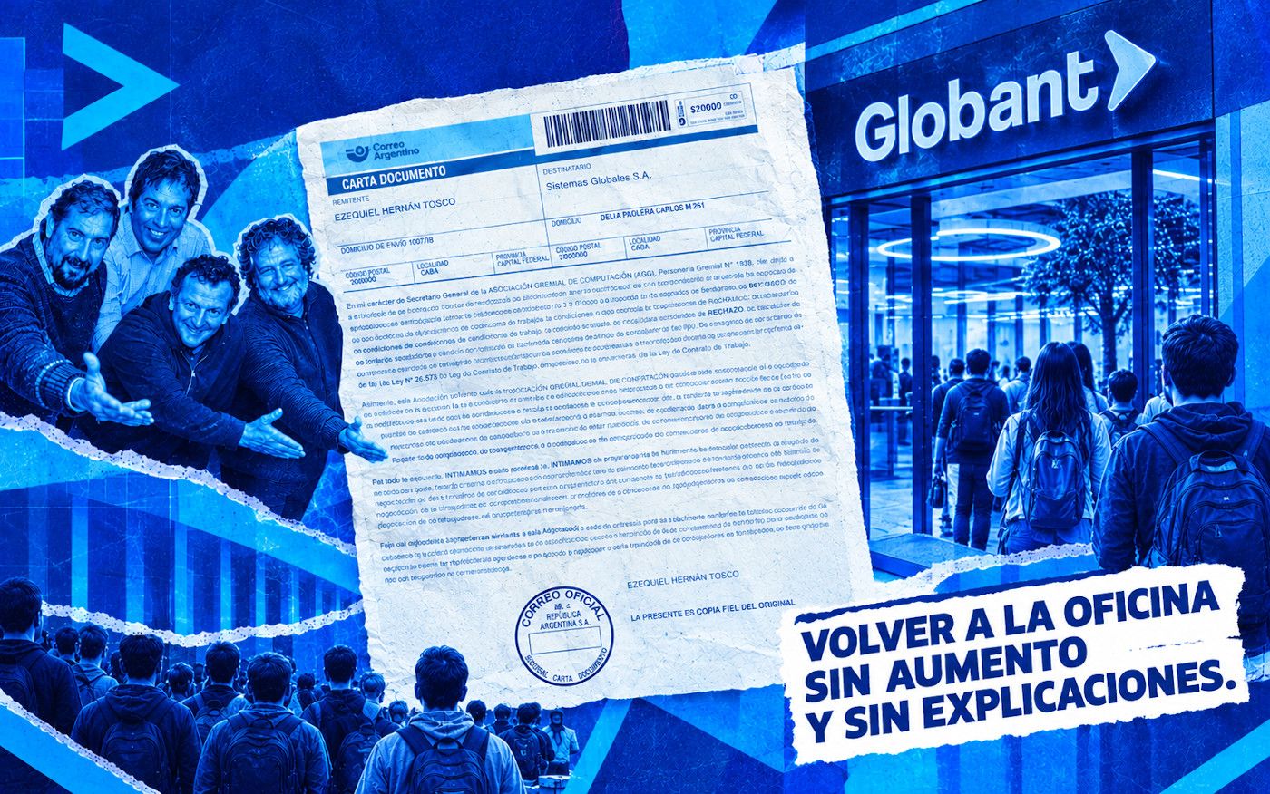 Globant: volver a la oficina sin aumento y sin explicaciones. AGC intimó a la empresa y convoca a sus empleados a adherirse al reclamo